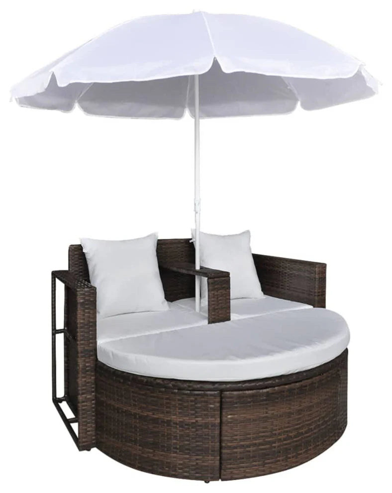 Virasat Outdoor Poolside Sunbed With Cushion Daybed (Brown)-VIRASAT FURNITURE & FURNISHING