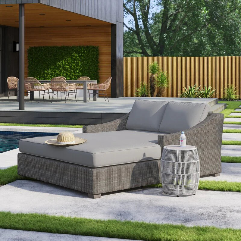 Virasat Outdoor Poolside Sunbed With Cushion Daybed (Brown)-VIRASAT FURNITURE & FURNISHING