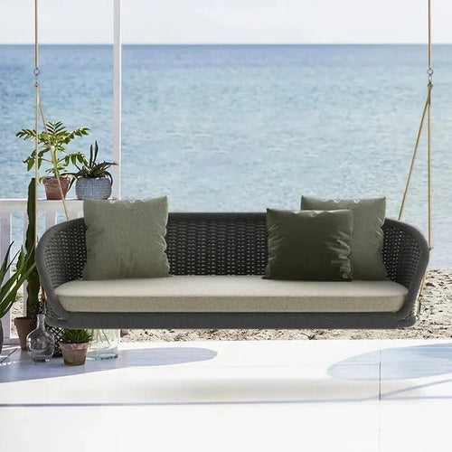 Virasat Three Seater Hanging Swing Without Stand For Balcony, Garden Swing (Dark Grey) Braided & Rope-VIRASAT FURNITURE & FURNISHING