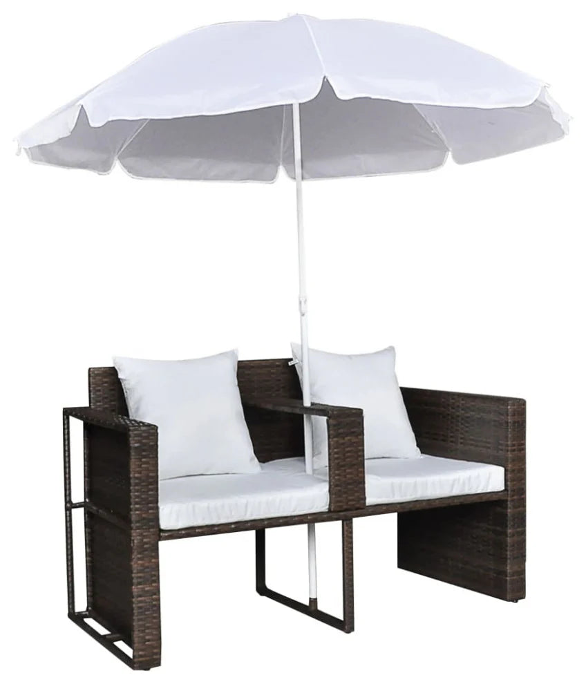 Virasat Outdoor Poolside Sunbed With Cushion Daybed (Brown)-VIRASAT FURNITURE & FURNISHING