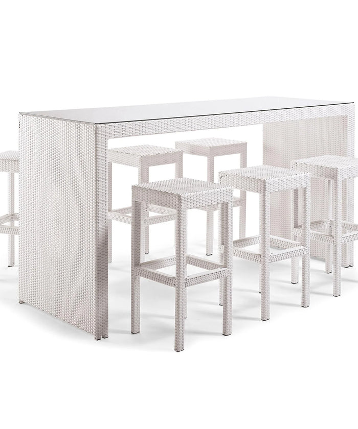 Virasat Outdoor Bar Sets 6 Chairs and 1 Table Patio Bar Set (White)-VIRASAT FURNITURE & FURNISHING