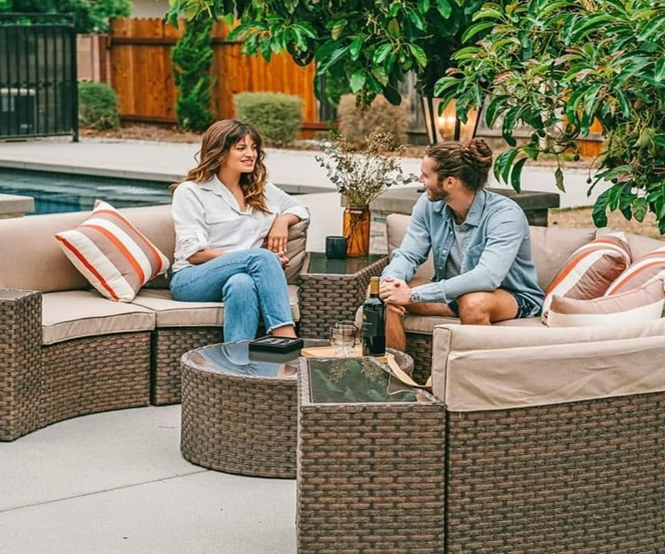 Virasat 8 Seater Half-Moon Sofa Outdoor Patio Furniture Set-VIRASAT FURNITURE & FURNISHING