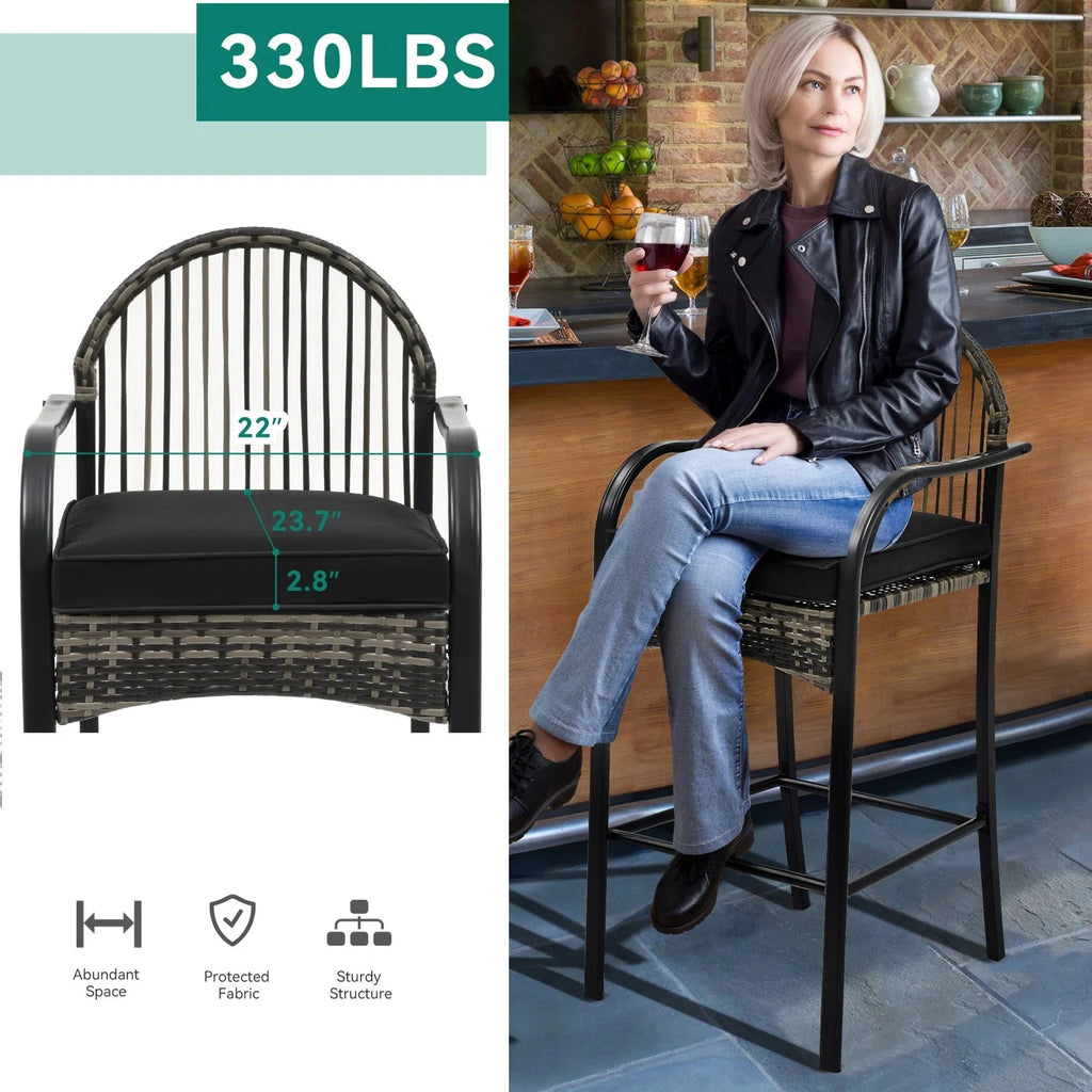 Virasat Outdoor Bar Sets 2 Chairs and 1 Table Patio Bar Set-VIRASAT FURNITURE & FURNISHING