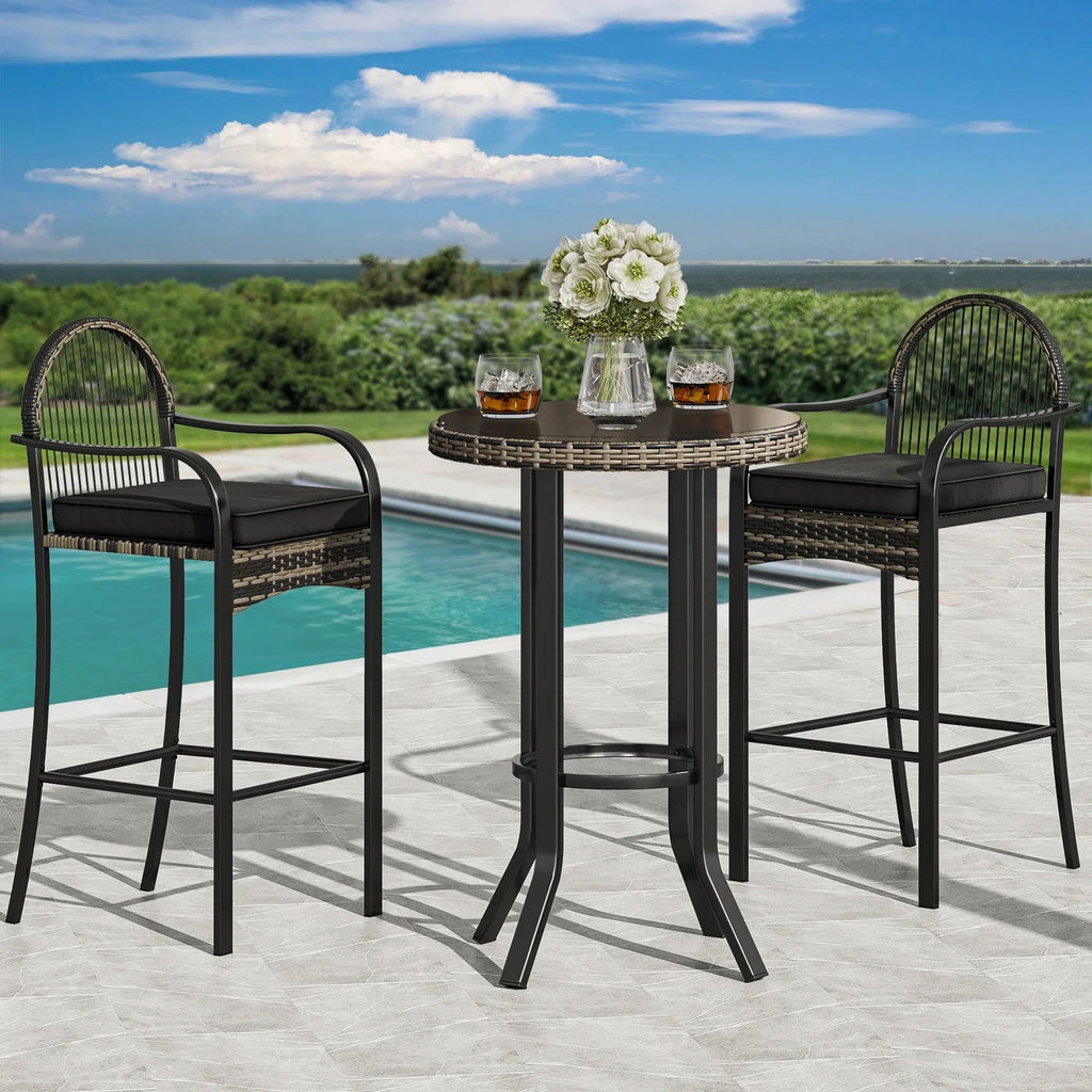 Virasat Outdoor Bar Sets 2 Chairs and 1 Table Patio Bar Set-VIRASAT FURNITURE & FURNISHING