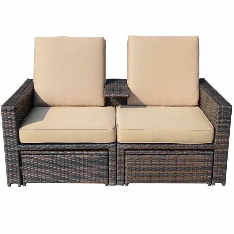 Virasat Outdoor Poolside Sunbed With Cushion Daybed (Brown)-VIRASAT FURNITURE & FURNISHING