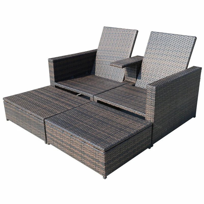 Virasat Outdoor Poolside Sunbed With Cushion Daybed (Brown)-VIRASAT FURNITURE & FURNISHING