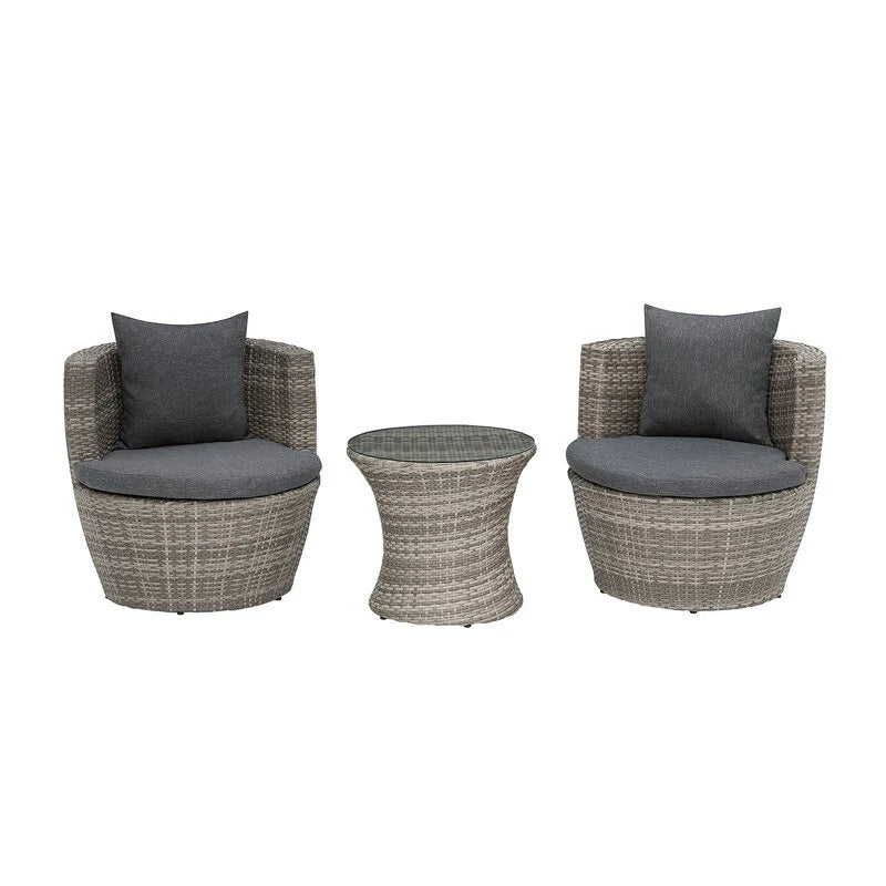 Virasat Outdoor Patio Seating Set 2 Chairs 1 Table Seashell-VIRASAT FURNITURE & FURNISHING