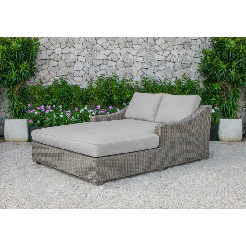 Virasat Outdoor Poolside Sunbed With Cushion Daybed (Brown)-VIRASAT FURNITURE & FURNISHING