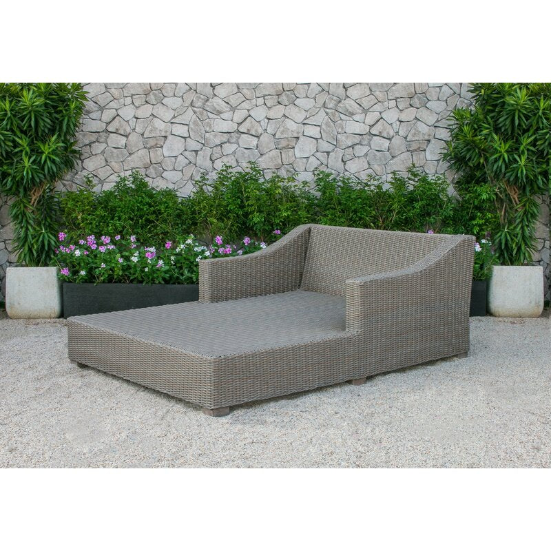 Virasat Outdoor Poolside Sunbed With Cushion Daybed (Brown)-VIRASAT FURNITURE & FURNISHING