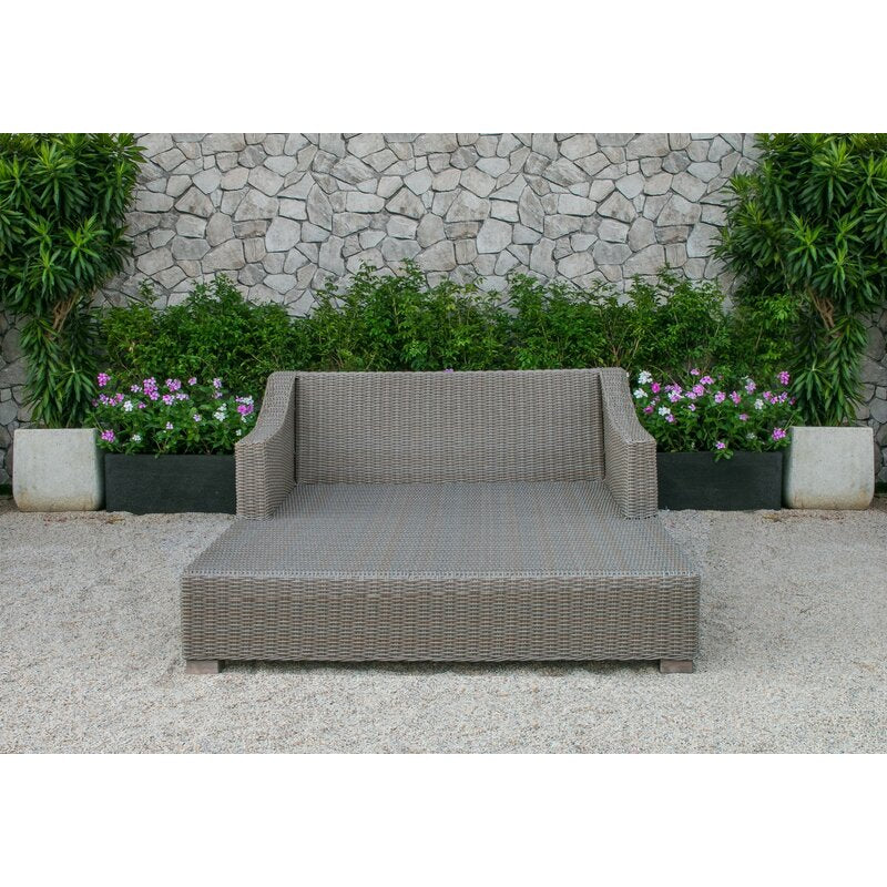 Virasat Outdoor Poolside Sunbed With Cushion Daybed (Brown)-VIRASAT FURNITURE & FURNISHING