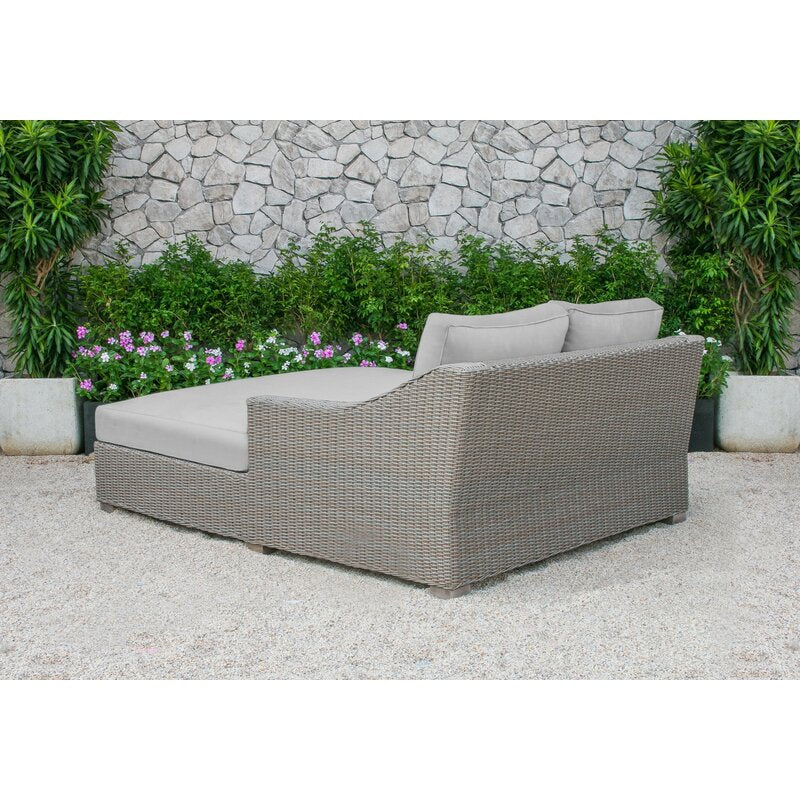 Virasat Outdoor Poolside Sunbed With Cushion Daybed (Brown)-VIRASAT FURNITURE & FURNISHING