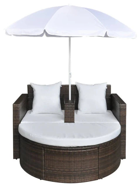 Virasat Outdoor Poolside Sunbed With Cushion Daybed (Brown)-VIRASAT FURNITURE & FURNISHING
