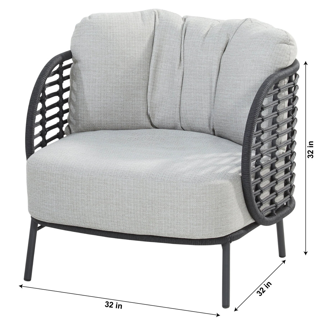 Virasat Outdoor Sofa Set 2 Seater, 2 Single Seater with Ottoman and 1 Center Table Set (Dark Grey) Braided & Rope-VIRASAT FURNITURE & FURNISHING