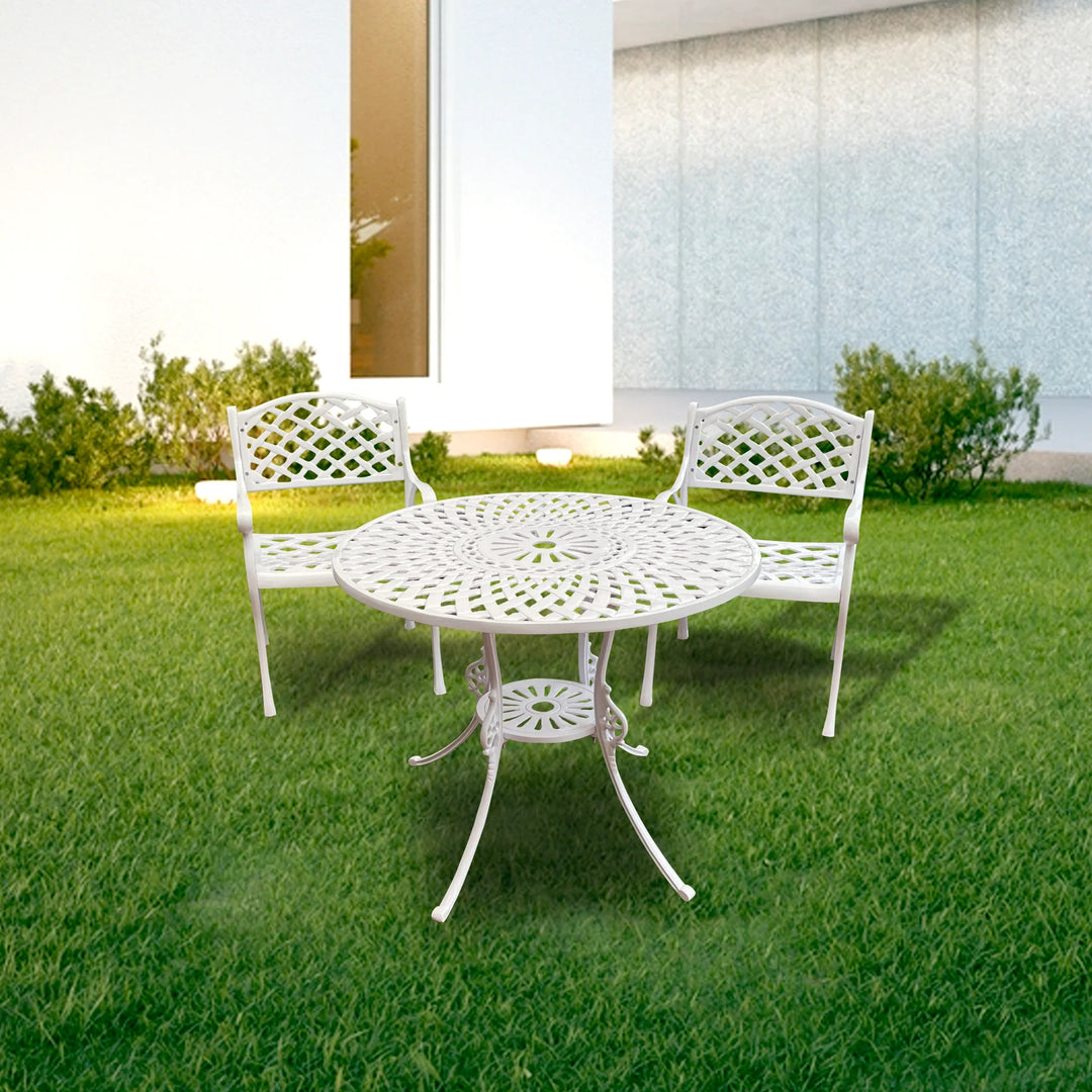 Virasat Natale Cast Aluminium Garden Patio Seating 2 Chair and 1 Table Set