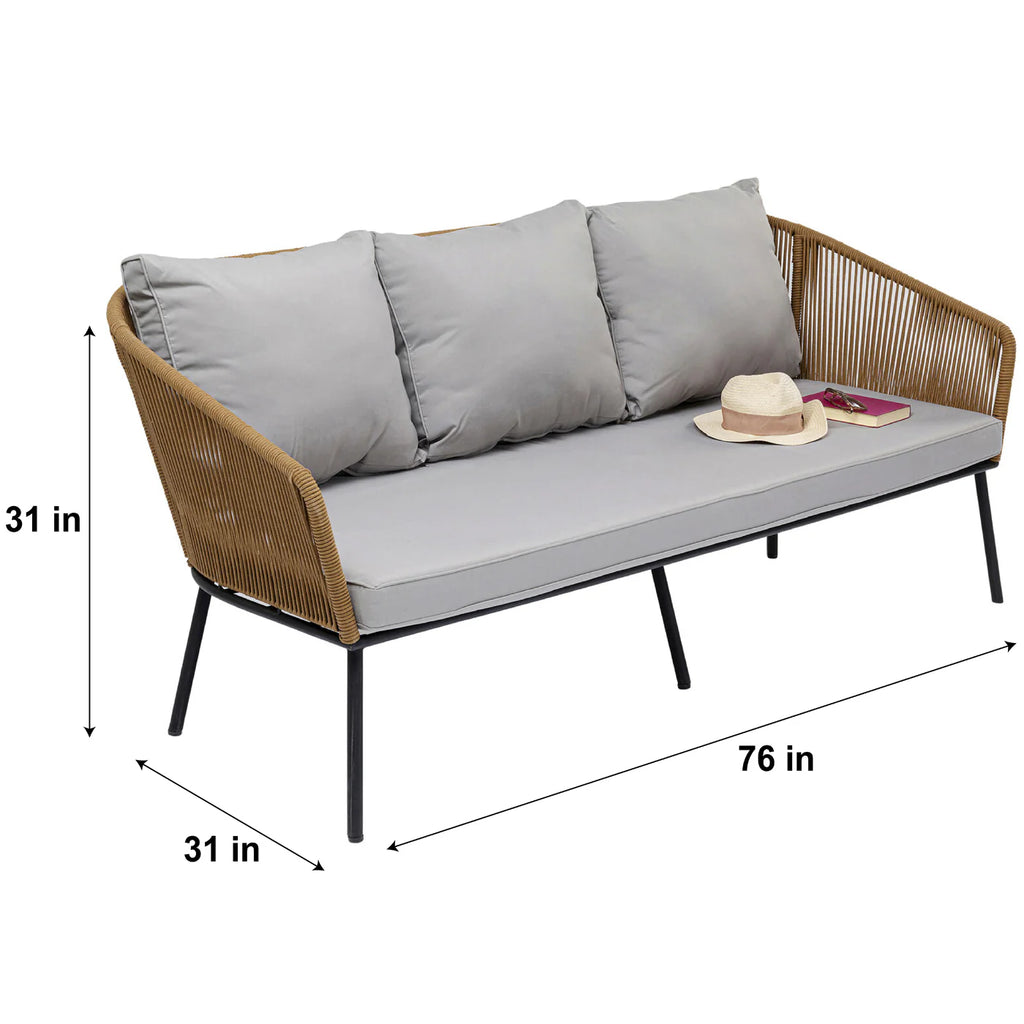 Virasat Outdoor Sofa Set 3 Seater, 2 Single Seater and 1 Center Table Set (Khaki) Braided & Rope-VIRASAT FURNITURE & FURNISHING