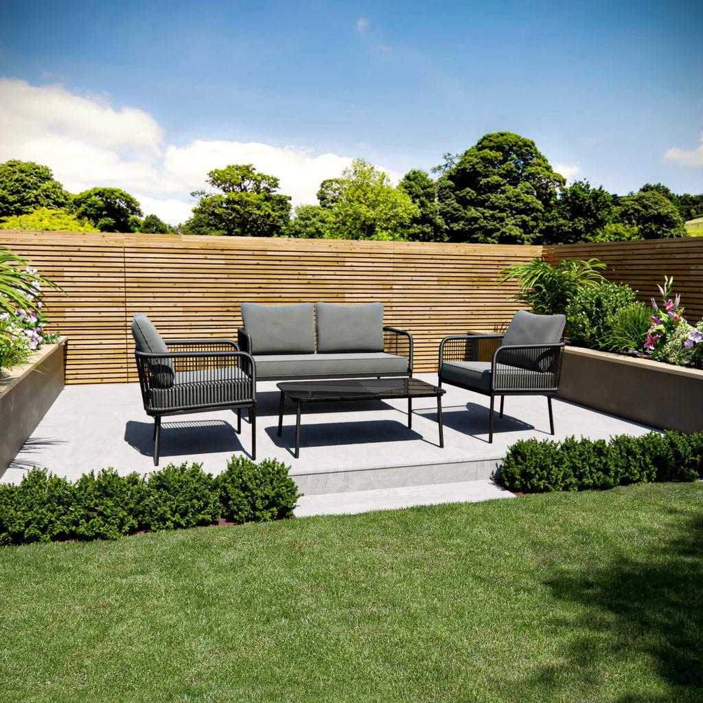 Virasat Outdoor Garden Balcony Sofa Set 2 Seater, 2 Single Seater and 1 Center Table Set Braid & Rope (Dark Grey)-VIRASAT FURNITURE & FURNISHING