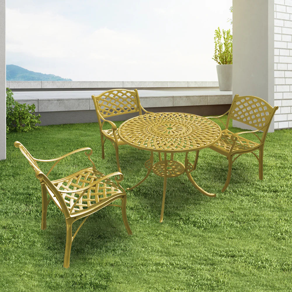 Virasat Cast Aluminium Garden Patio Seating 3 Chair and 1 Table Se-VIRASAT FURNITURE & FURNISHING