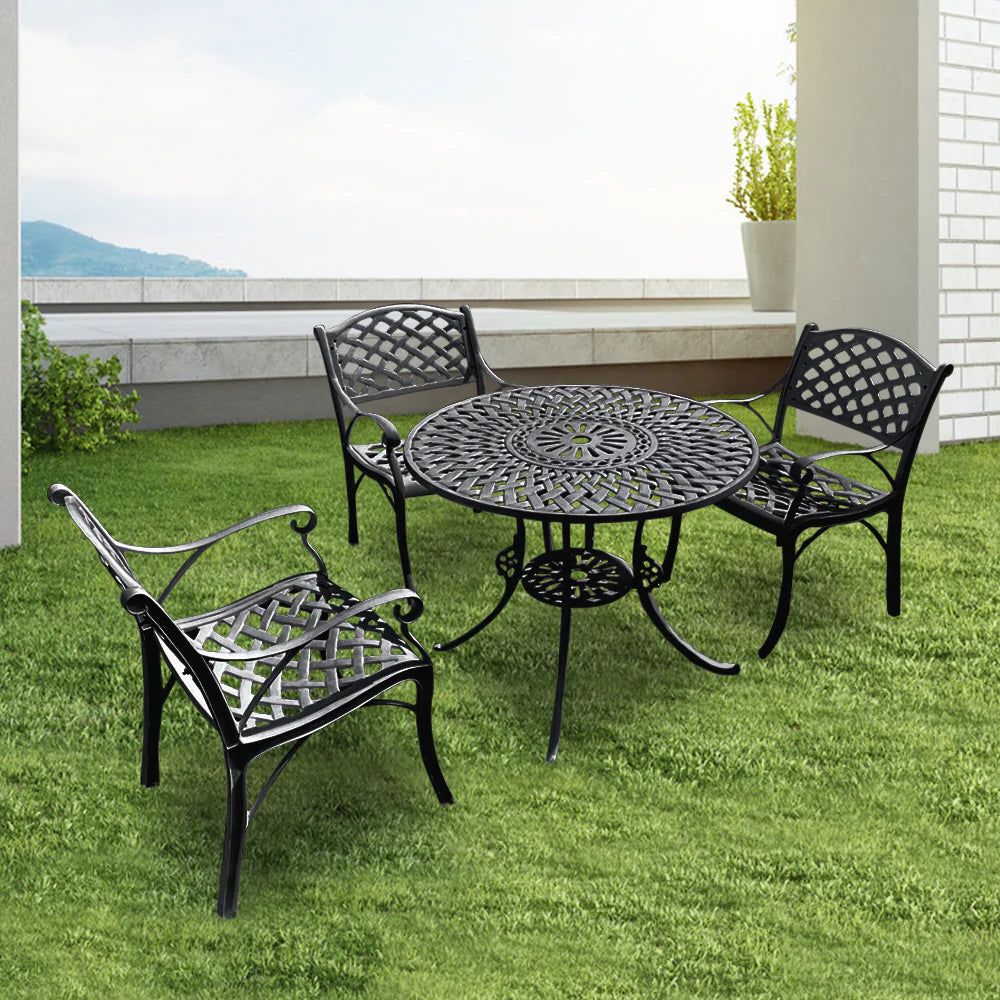 Virasat Marino Cast Aluminium Garden Patio Seating 3 Chair and 1 Table Set