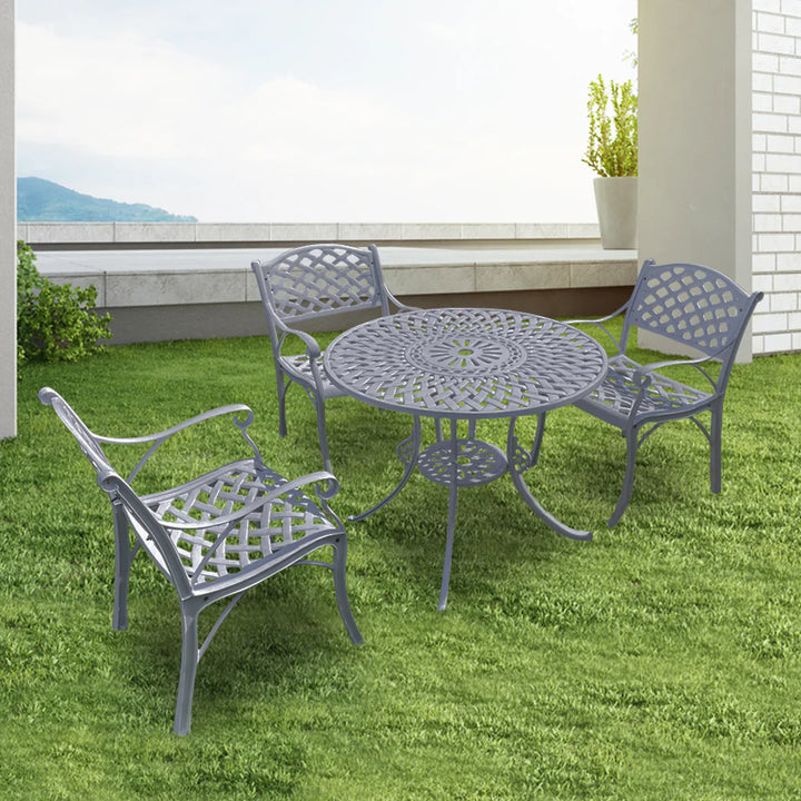 Virasat Marino Cast Aluminium Garden Patio Seating 3 Chair and 1 Table Set