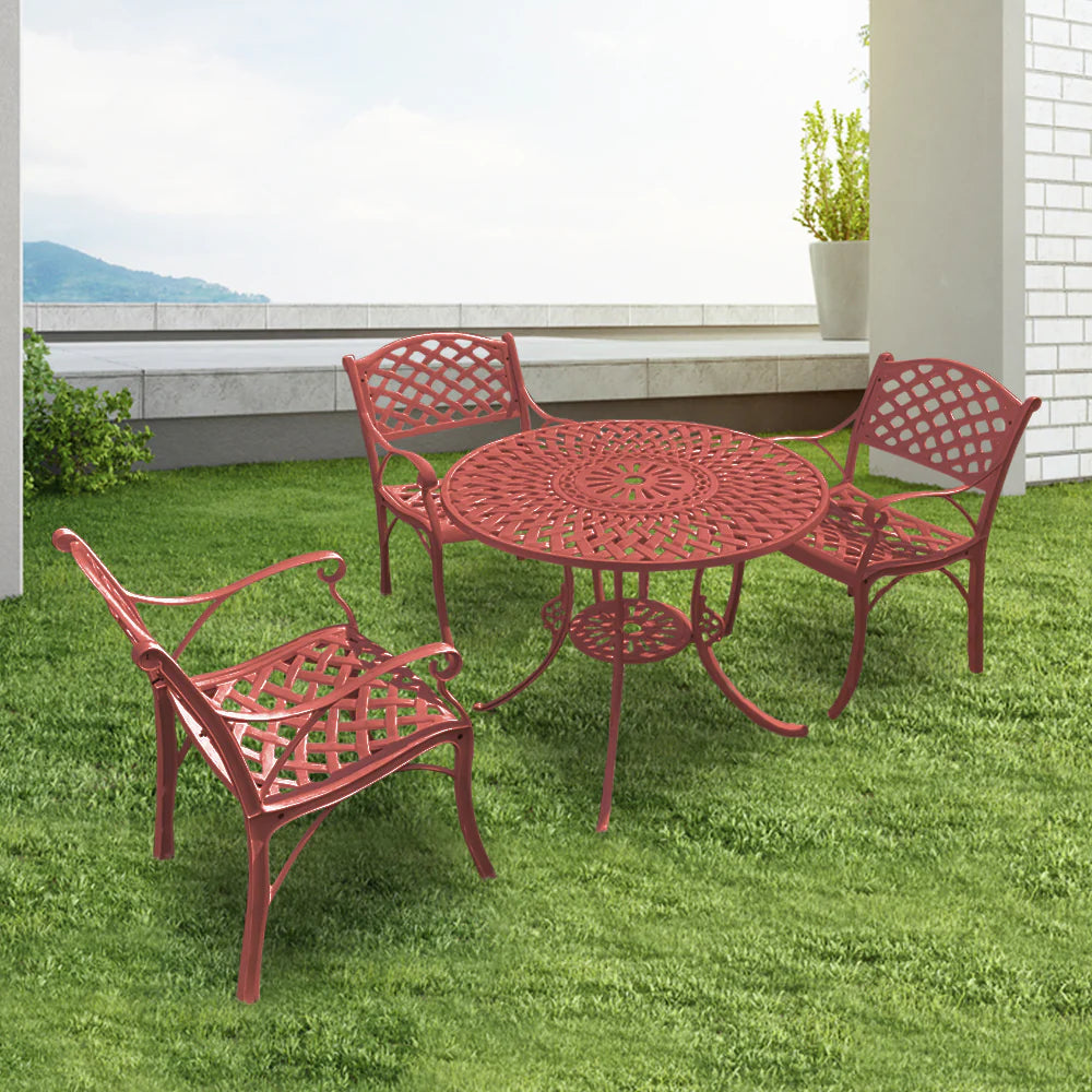 Virasat Cast Aluminium Garden Patio Seating 3 Chair and 1 Table Se-VIRASAT FURNITURE & FURNISHING