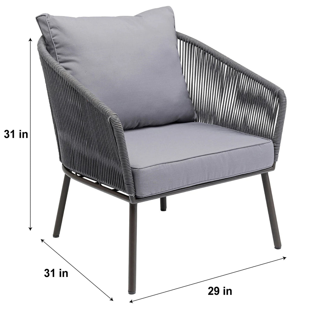 Virasat Outdoor Sofa Set 3 Seater , 2 Single seater and 1 Center Table Set (Dark grey) Braided & Rope-VIRASAT FURNITURE & FURNISHING