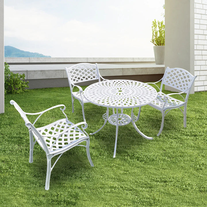 Virasat Marino Cast Aluminium Garden Patio Seating 3 Chair and 1 Table Set