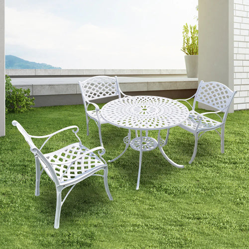 Virasat Cast Aluminium Garden Patio Seating 3 Chair and 1 Table Se-VIRASAT FURNITURE & FURNISHING