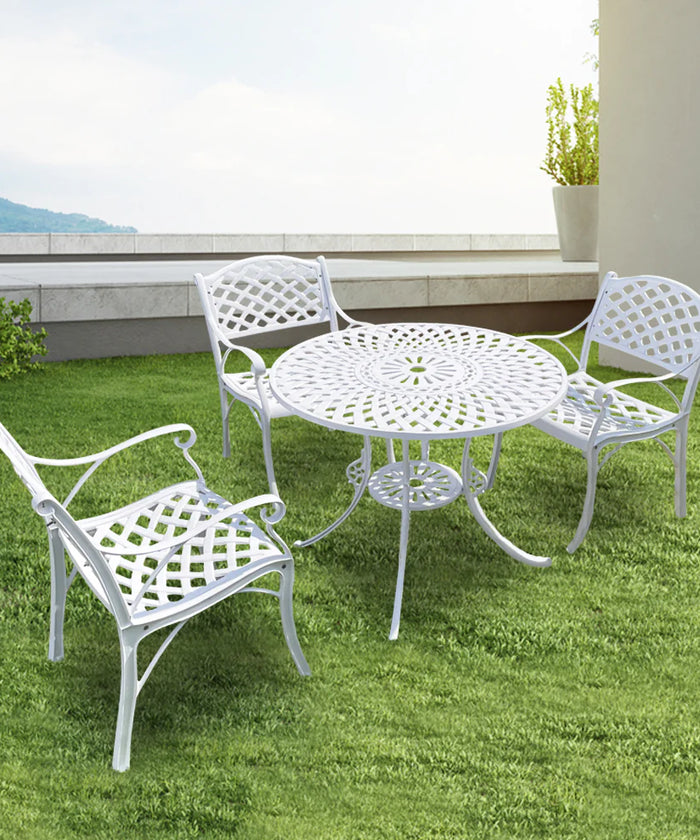 Virasat Cast Aluminium Garden Patio Seating 3 Chair and 1 Table Se-VIRASAT FURNITURE & FURNISHING