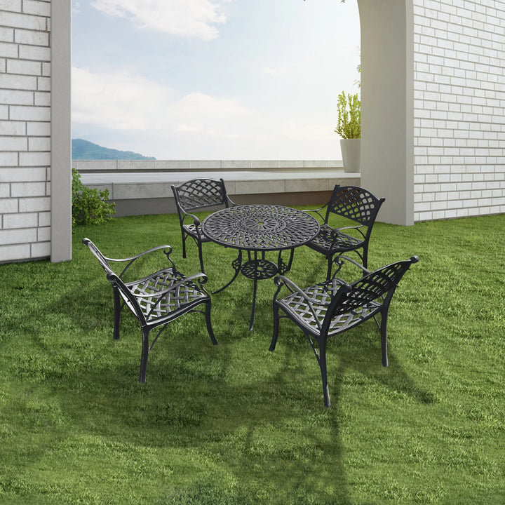 Virasat Lucio Cast Aluminium Garden Patio Seating 4 Chair and 1 Table Set