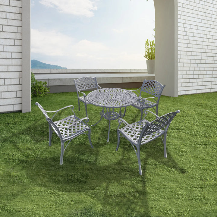 Virasat Lucio Cast Aluminium Garden Patio Seating 4 Chair and 1 Table Set