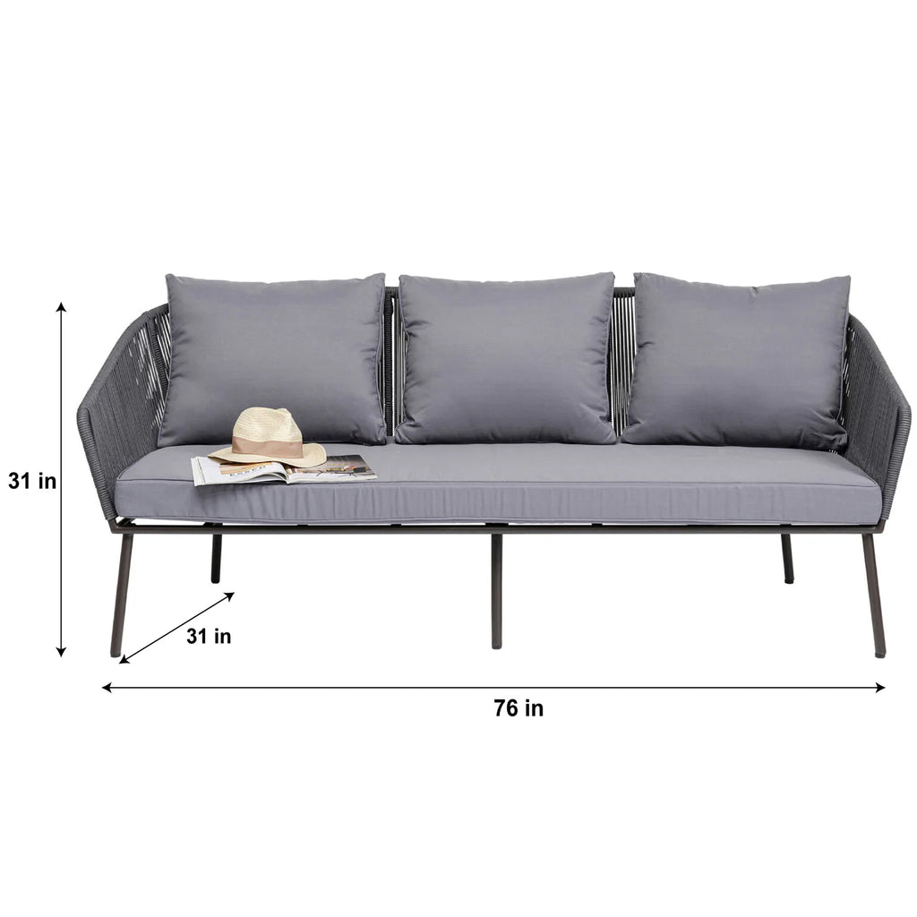 Virasat Outdoor Sofa Set 3 Seater , 2 Single seater and 1 Center Table Set (Dark grey) Braided & Rope-VIRASAT FURNITURE & FURNISHING