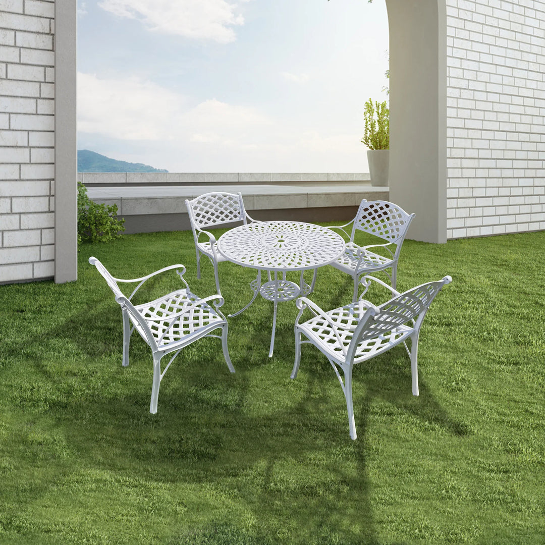 Virasat Lucio Cast Aluminium Garden Patio Seating 4 Chair and 1 Table Set