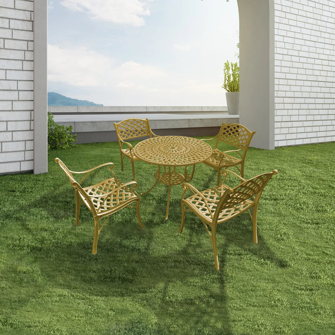 Virasat Lucio Cast Aluminium Garden Patio Seating 4 Chair and 1 Table Set