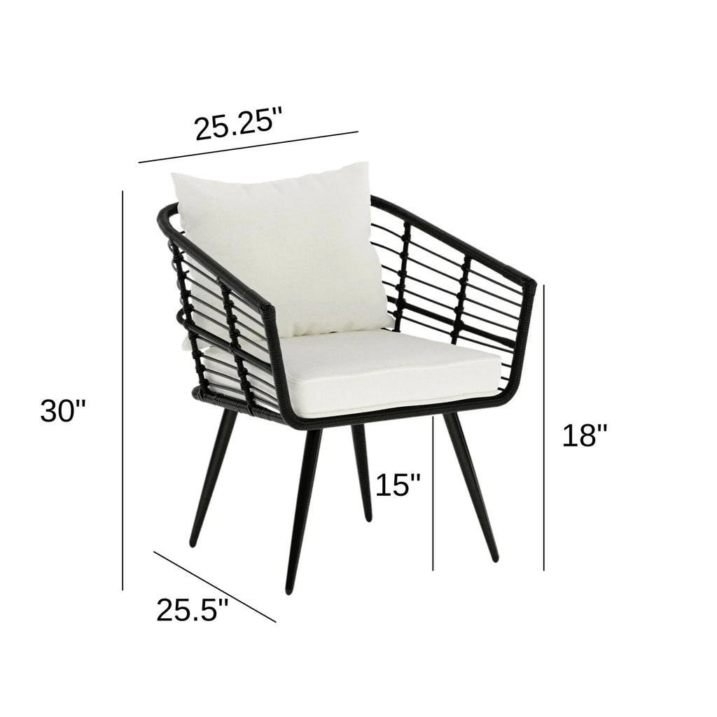 Virasat Outdoor Patio Seating Set 2 Chairs and 1 Table Set (Black + White)-VIRASAT FURNITURE & FURNISHING