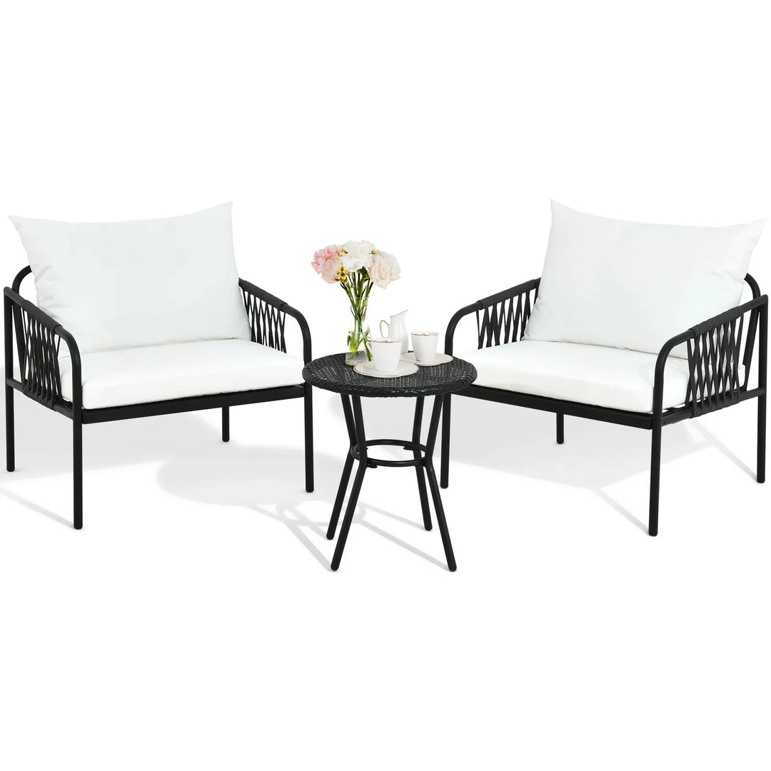 Virasat Rulos Outdoor Patio Seating Set 2 Chairs and 1 Table Set (Black)