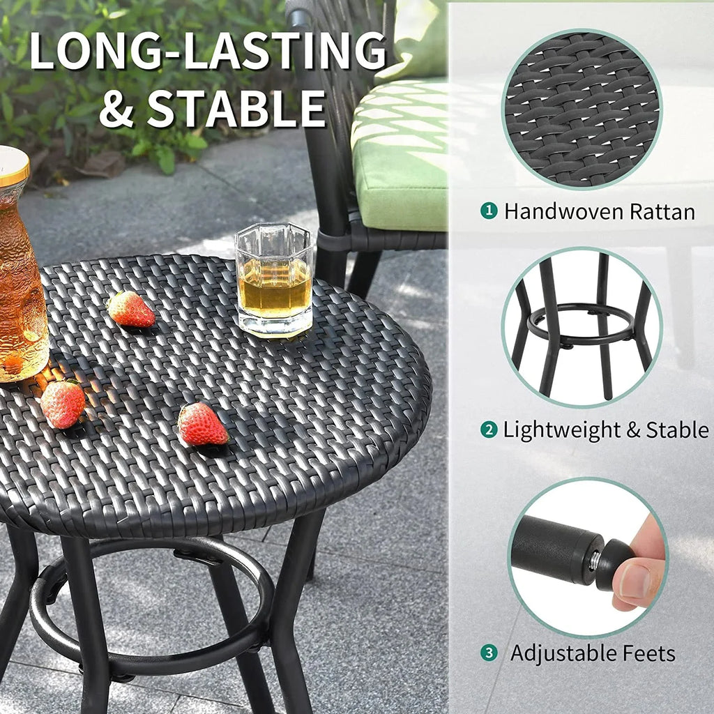 Virasat Outdoor Patio Seating Set 2 Chairs and 1 Table Set (Black)-VIRASAT FURNITURE & FURNISHING