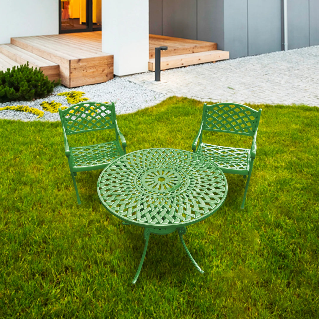 Virasat Natale Cast Aluminium Garden Patio Seating 2 Chair and 1 Table Set