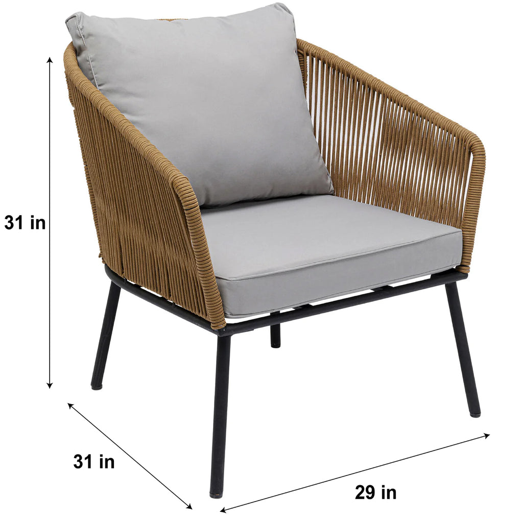 Virasat Outdoor Sofa Set 3 Seater, 2 Single Seater and 1 Center Table Set (Khaki) Braided & Rope-VIRASAT FURNITURE & FURNISHING