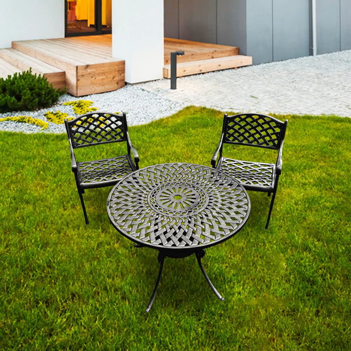 Virasat Natale Cast Aluminium Garden Patio Seating 2 Chair and 1 Table Set