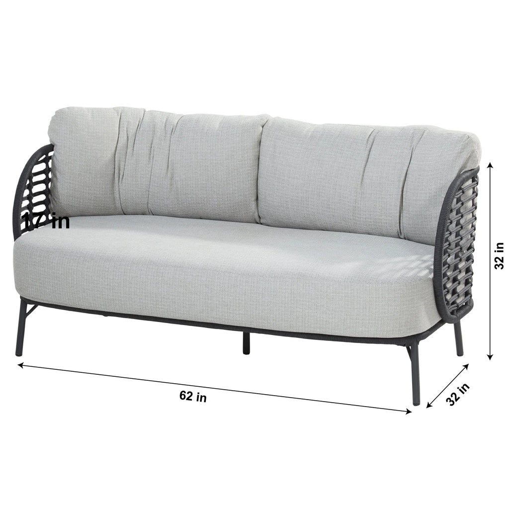 Virasat Outdoor Sofa Set 2 Seater, 2 Single Seater with Ottoman and 1 Center Table Set (Dark Grey) Braided & Rope-VIRASAT FURNITURE & FURNISHING