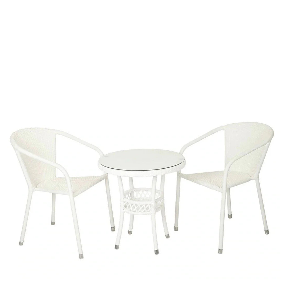 Virasat Gus Outdoor Patio Seating Set 2 Chairs and 1 Table Set (White)