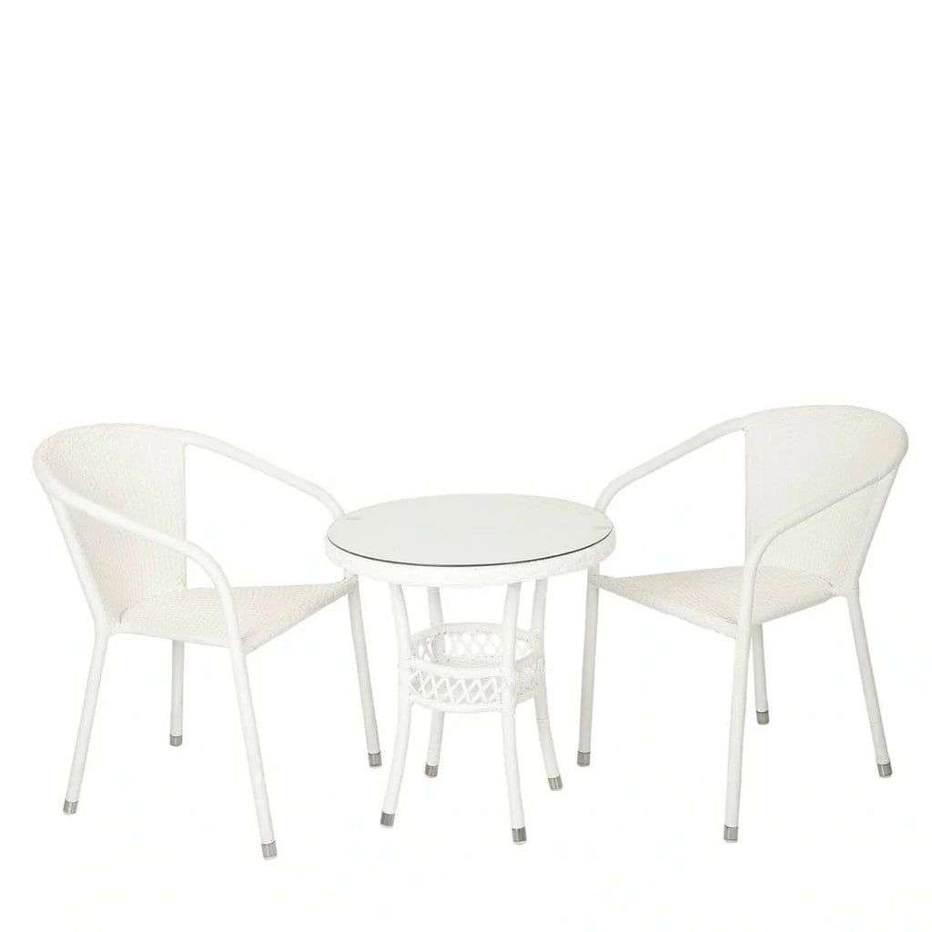 Virasat Outdoor Patio Seating Set 2 Chairs and 1 Table Set (White)-VIRASAT FURNITURE & FURNISHING