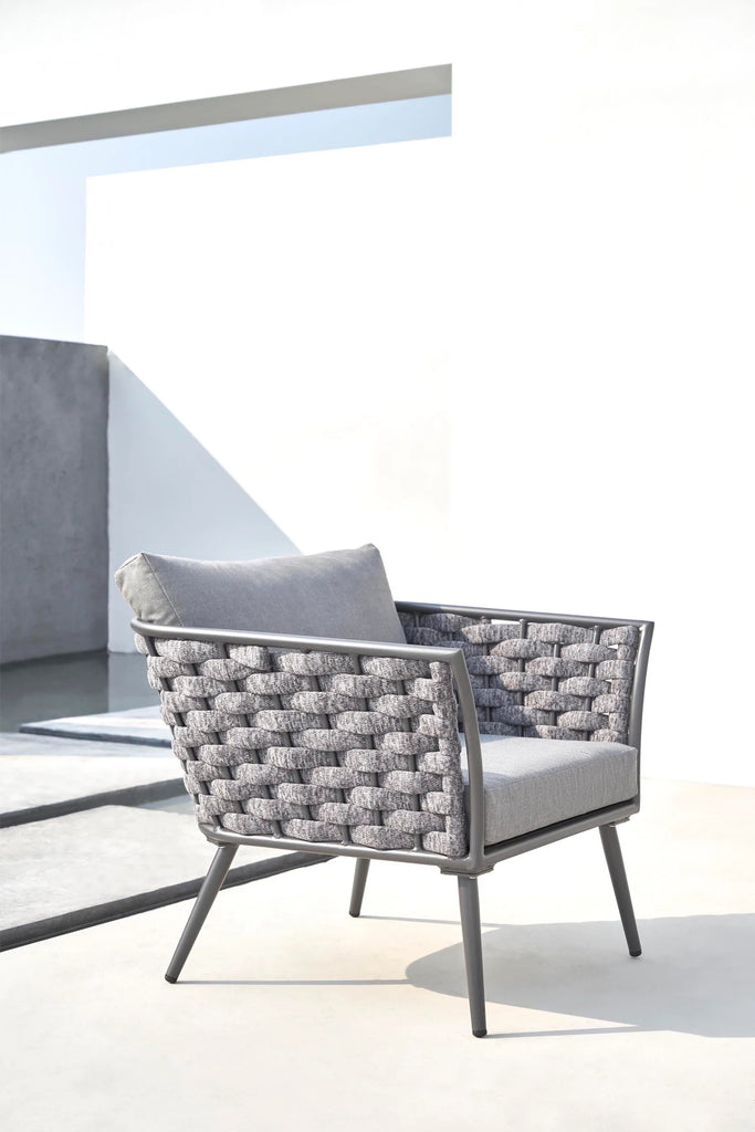 Virasat Outdoor Garden Balcony Sofa Set 3 Seater, 2 Single Seater and 1 Center Table Set, Braid & Rope (Grey)-VIRASAT FURNITURE & FURNISHING