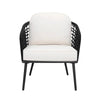 Virasat Outdoor Patio Seating Set 2 Chairs 1 Table Black White Braided Rope-VIRASAT FURNITURE & FURNISHING
