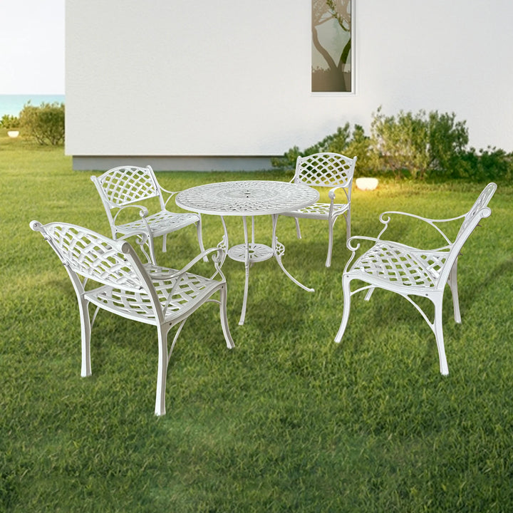 Virasat Lucio Cast Aluminium Garden Patio Seating 4 Chair and 1 Table Set