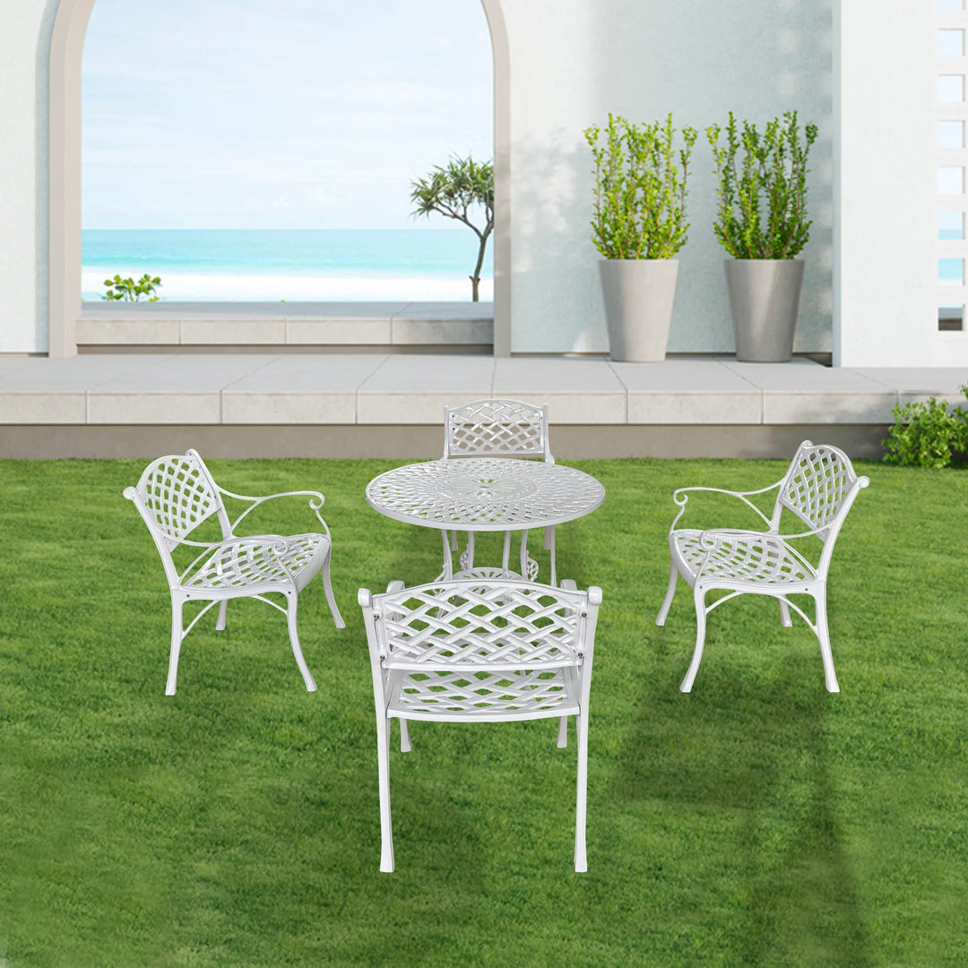 Virasat Lucio Cast Aluminium Garden Patio Seating 4 Chair and 1 Table Set