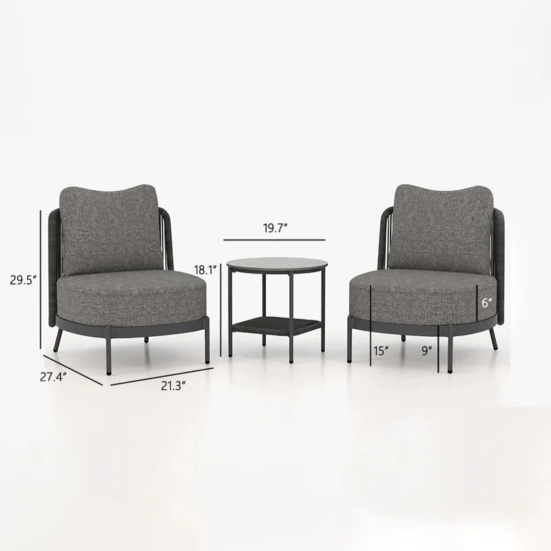 Virasat Outdoor Patio Seating Set 2 Chairs and 1 Table Set (Dark Grey)-VIRASAT FURNITURE & FURNISHING