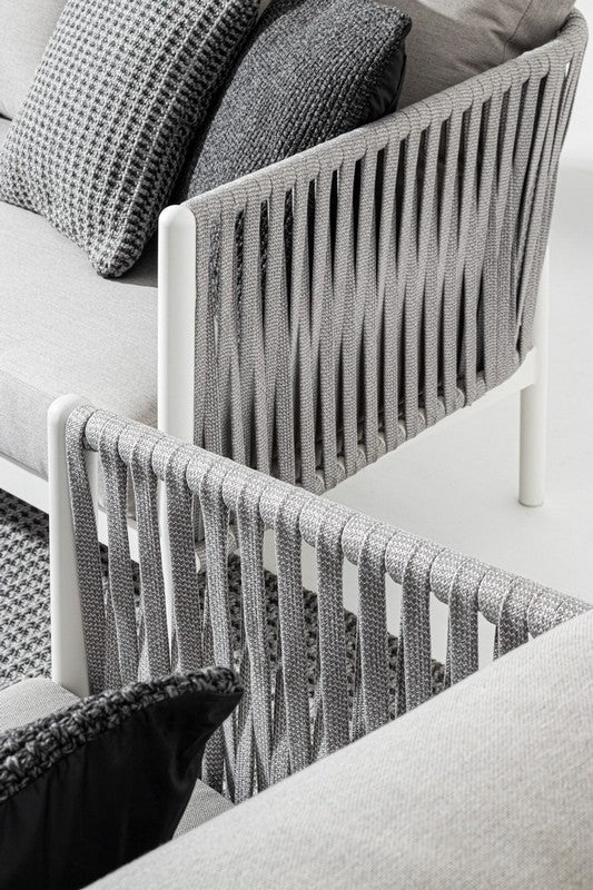 Virasat Outdoor Garden Balcony Sofa Set 3 Seater, 2 Single Seater and 1 Center Table Set, Braid & Rope (White + Grey)-VIRASAT FURNITURE & FURNISHING