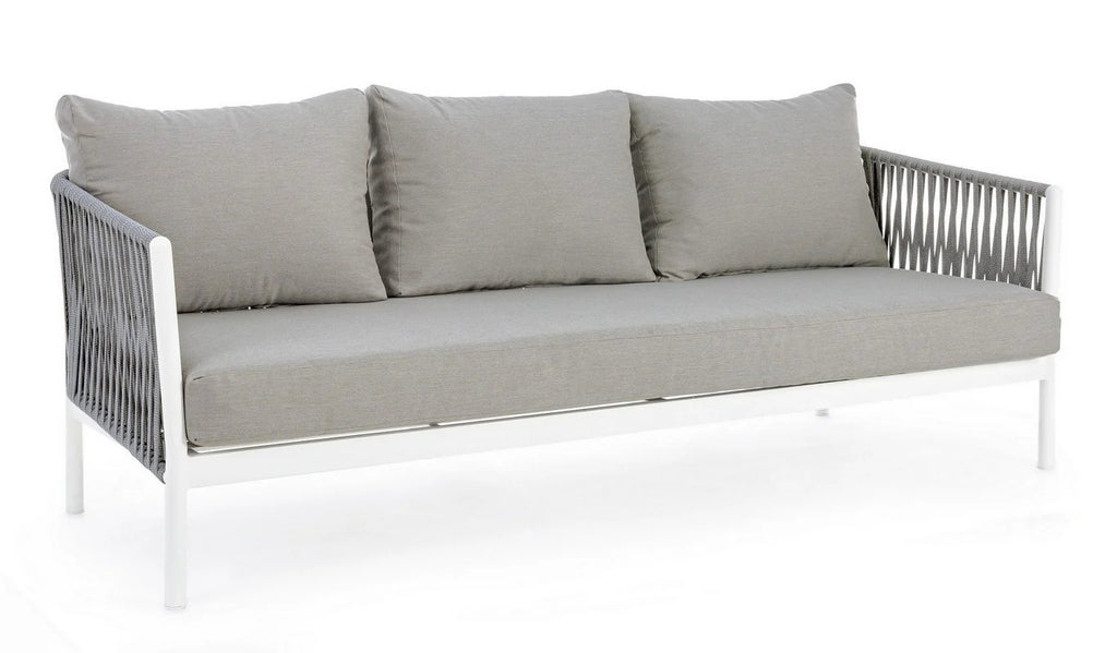 Virasat Outdoor Garden Balcony Sofa Set 3 Seater, 2 Single Seater and 1 Center Table Set, Braid & Rope (White + Grey)-VIRASAT FURNITURE & FURNISHING