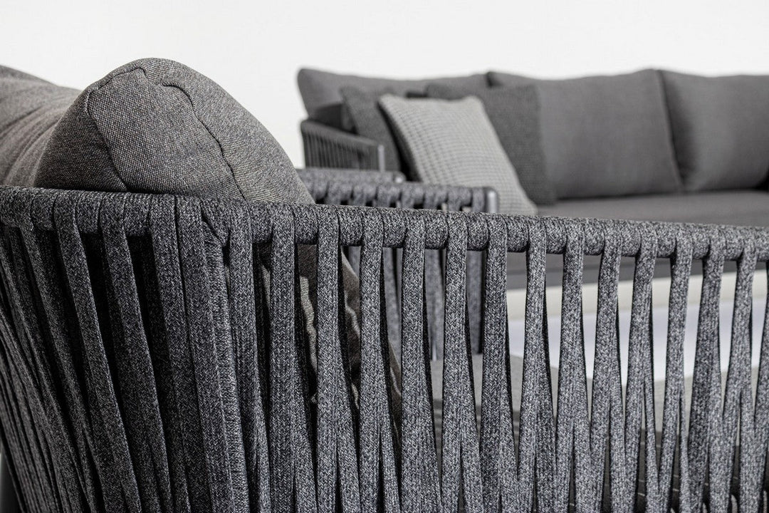 Virasat Outdoor Garden Balcony Sofa Set 3 Seater and 2 Single Seater With 1 Center Table Set, Braid & Rope (Dark Grey)